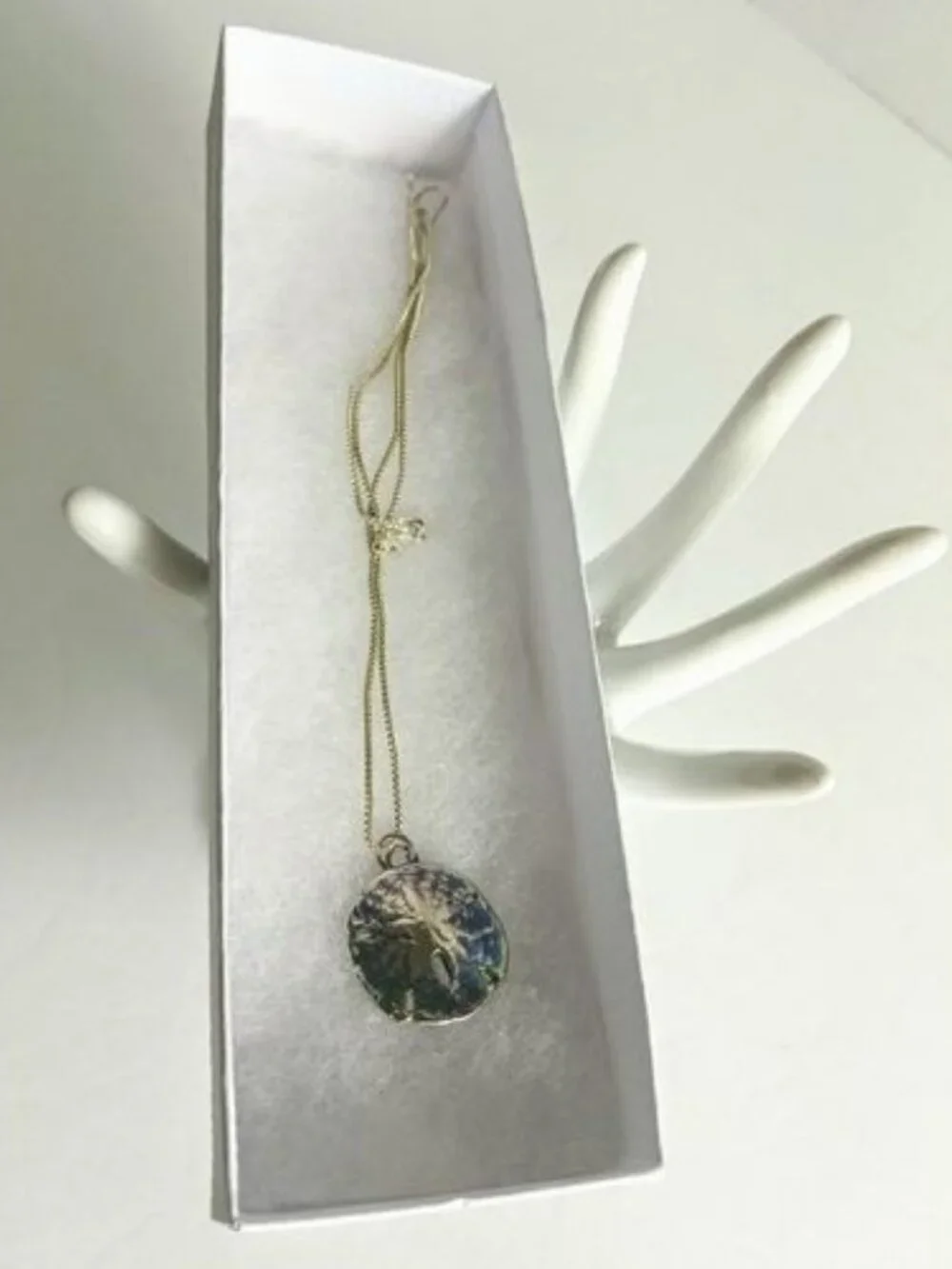 925 Sterling Silver Sand Dollar Pendant Necklace Iridescent Beach Coastal Boho